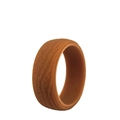 Brown wood grain texture 8.7mm silicone ring for men with minimalist sports design - Earthy Yellow