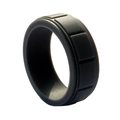 Men's sports silicone ring in dark grey with textured geometric grid pattern - Dark Gray