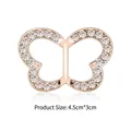 Elegant butterfly T-shirt knot clip in rose gold with white rhinestones and product size - Butterfly Gold