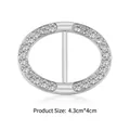 Silver rhinestone t-shirt knot buckle and silk scarf ring with two rows of crystals - Oval Silver