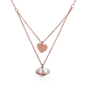 Elegante collana a doppio strato in oro rosa con ciondoli a cuore e stella di perle - Stile Cuore Oro Rosa (KN88707-KFC)