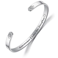 Close-up of silver engraved cuff bracelet with Remember I Love You Daughter message - Daughter Engraved