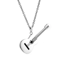 Gepolijste zilveren gitaar hanger ketting in titanium staal voor heren met hiphopstijl - Stalkleur [Alleen Hanger]