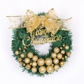 Ghirlanda natalizia con palline dorate glitterate, fiocco e scritta Merry Christmas - 30cm-Oro