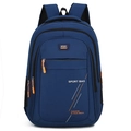 Dunkelblauer Sportrucksack mit orangefarbenen Reißverschlüssen und großem Hauptfach - Dunkelblau