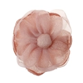 Close-up of pink layered fabric flower hair clip with delicate tulle petal texture - #4 Pink Ball Flower-Clip