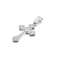 Colgante de cruz de acero inoxidable pulido con detalles florales y corazón calado - Cruz de Flores Corazón de Plata (KP82367-K)