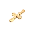 Men's polished gold stainless steel cross pendant necklace with high-gloss mirror finish - Polished Gold Cross (KP82362-K)