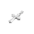 Polished silver stainless steel cross pendant with decorative groove details for men - Polished Silver Cross (KP82363-K)