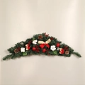 Christmas door wreath with pine cones, cotton bolls and red burlap bow on beige background - Red Decoration Series-Ram Horn Swag 80cm