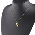 Detail of Virgo zodiac gold necklace with purple birthstone on black mannequin - 6-6 Virgo