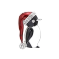 Graziosa spilla di Natale a forma di pinguino con cappello di Babbo Natale e strass - Pinguino di Natale