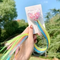 Extension per capelli arcobaleno con clip a cuore glitterata e ciocche sfumate - 7# Cuore Quicksand