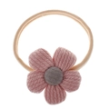 Detail of pink fabric flower headband for babies with beige elastic band and gray stamen - #10 Pink Five-Petal Flower
