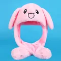 Pink plush rabbit ear hat with movable ears and cute heart paw print air pump - Large Size (Moving Ears) / Pink Rabbit (Moving Ears)