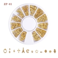 Macro view of 12-grid wheel box with golden moon and star nail art metal studs - Eiffel Tower Star Moon Combination(ZP-01)
