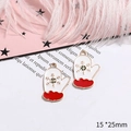 Christmas red and white enamel glove charms in alloy, size 15x25mm for DIY jewelry - No.32 Large Glove