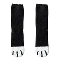 Chaussettes chat noir en polaire corail avec pattes blanches et motif mignon - Noir