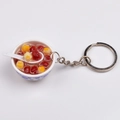 Miniature blue and white porcelain bowl keychain with realistic red bean dessert inside - Style 4 Jujube Lotus Seed Soup