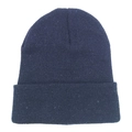 Classic dark blue knitted beanie for women featuring a stylish folded cuff design - One Size / Navy Blue