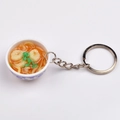 Miniature PVC blue and white porcelain bowl keychain with realistic noodle soup and scallions - Style 21 Meat Shrimp Noodles