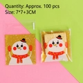 Christmas snowman self-adhesive treat bags for cookies and candy, 7x7+3cm, 100pcs set - Gold Base Snowman / 7*7+3cm