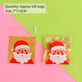 Christmas Santa self-adhesive bags, 100pcs 7x7cm clear plastic wraps for candy and cookies - Gold Base Santa / 7*7+3cm