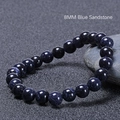 Bracciale in pietra arenaria blu 8mm con particelle luccicanti su pietre grigie - 8mm / Blu Stellato