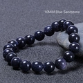 Bracciale di perle in pietra arenaria blu da 10mm con trama scintillante effetto stellato - 10mm / Blu Stellato
