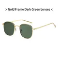 Elegant retro sunglasses featuring a gold metal frame and dark green lenses for women - Gold Frame Dark Green Lenses