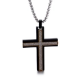Colgante de cruz de doble capa en negro y oro con cristales brillantes hip hop - Negro
