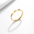Minimalist golden stainless steel ring with a smooth polished finish and glossy texture - Gold