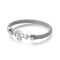 Bracciale in maglia di acciaio inossidabile argento con disegno geometrico centrale - Colore Acciaio (KB116503-KFC)
