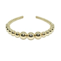 Elegant gold metallic beaded headband featuring gradient-sized pearls on a minimal white background - Golden Gradient (Custom Order)