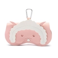 Étui à lunettes portable en cuir rose motif mouton avec clip en métal argenté - Mouton Rose