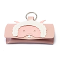 Étui à lunettes portable en cuir rose avec motif de mouton mignon et anneau en métal - Mouton à Grand Anneau