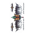 Waterproof butterfly tattoo sticker with orange black lace pattern and text - TL-078 (Lace Butterfly Quotes)