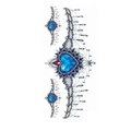 Waterproof tattoo sticker featuring a blue heart gem with black lace and beads - TL-076 (Heart Gem Lace)