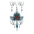 Waterproof tattoo sticker with red rose, blue wings and black bead chain jewelry design - TL-073 (Rose Wings)