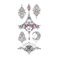 Waterproof floral moon temporary tattoo sticker for chest or waist with color accents - TL-079 (Moon Floral Decor)