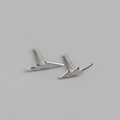Minimalistische S925 Sterling Silber Blitz-Ohrstecker mit polierter Oberfläche - 925er Silber / Weißgold