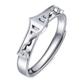 Adjustable S925 sterling silver couple ring with unique geometric cutout design - 925 Silver / Knight Ring