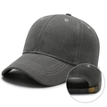 Dark grey cotton baseball cap in minimalist twill fabric with adjustable metal buckle - Dark Grey (Metal Buckle)