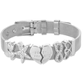 Silver stainless steel mesh bracelet with starfish and best friend heart charms - Silver Mesh/BEST FRIEND/Starfish/Heart Lock / Silver