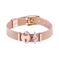 Rose gold mesh watch band bracelet with heart lock charm and purple zircon stone - Rose Gold Mesh/Heart Lock/Purple Round Diamond / Rose Gold
