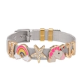 Silver stainless steel mesh bracelet with colorful unicorn and rainbow charms - Silver Mesh/Bowknot/Unicorn/Anchor / Silver