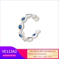 Detailed view of 12mm rhodium-plated brass ear cuff with sparkling blue cubic zirconia - White Gold Blue Zirconia