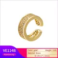 Gold plated brass ear cuff with micro-paved cubic zirconia, 14mm round size design - Gold