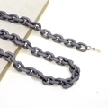 Close-up of matte grey acrylic eyeglass chain with durable large rings and silicone loops - Gray