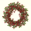Weihnachtskranz mit roten Beeren, Tannenzapfen und grünen Blättern auf weißem Hintergrund - Verschlüsselter Großer Kiefernzapfen 60cm